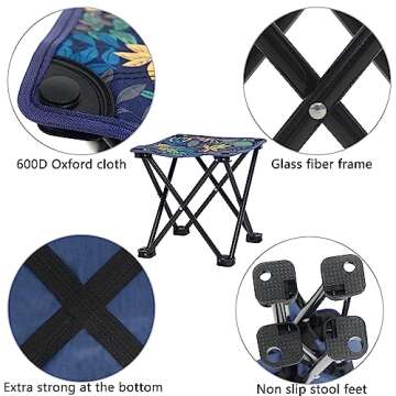 Wind Tour Portable Folding Camping Stool Outdoor Camping Lightweight Samll Chair for Fishing Hiking Gardening and Beach with Carry Bag (Blue)