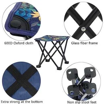 Wind Tour Portable Folding Camping Stool Outdoor Camping Lightweight Samll Chair for Fishing Hiking Gardening and Beach with Carry Bag (Blue)