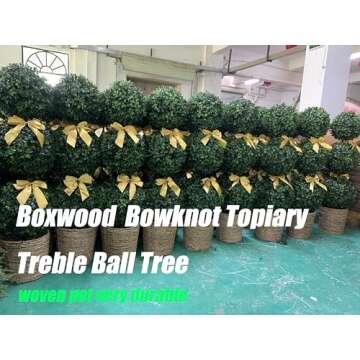 BLONYUVC 38'' Faux Boxwood Ball Topiary Trees - Elegant Indoor & Outdoor Decor 2 Pack
