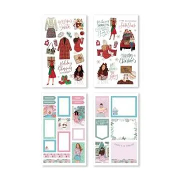Rongrong Holiday Planner Stickers Book Merry & Bright Christmas Theme for Planners & Journals – Premium Quality Hand Drawn Perfect for Making Your Planner Festive – Scrapbook Accessories – 24 Pages