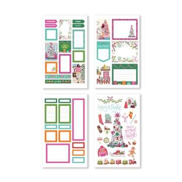 Rongrong Holiday Planner Stickers Book Merry & Bright Christmas Theme for Planners & Journals – Premium Quality Hand Drawn Perfect for Making Your Planner Festive – Scrapbook Accessories – 24 Pages