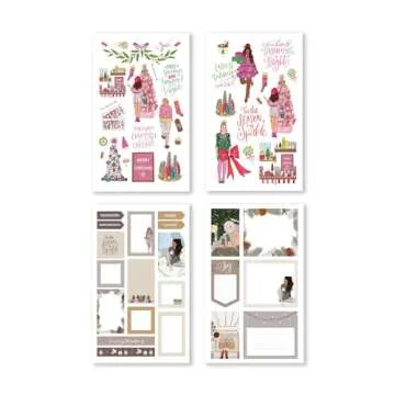 Rongrong Holiday Planner Stickers Book Merry & Bright Christmas Theme for Planners & Journals – Premium Quality Hand Drawn Perfect for Making Your Planner Festive – Scrapbook Accessories – 24 Pages