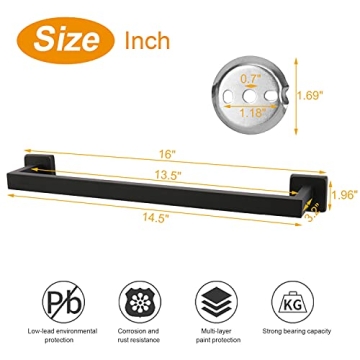 TocTen Bath Towel Rack - Sturdy Stainless Steel Towel Holder