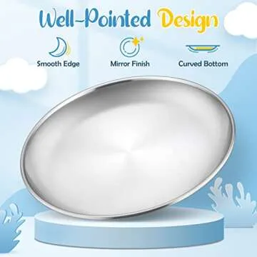 HaWare 6-Piece 18/8 Kids Plates, Stainless Steel 304 Dinner Dishes for Toddlers Children, 10 Inches Feeding Serving Camping Metal Plates, Reusable Dinnerware, Shatterproof & Non-toxic, Dishwasher Safe