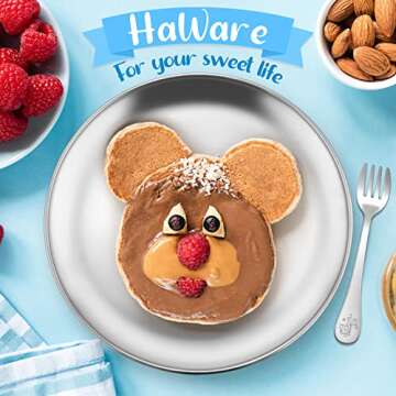 HaWare 6-Piece 18/8 Kids Plates, Stainless Steel 304 Dinner Dishes for Toddlers Children, 10 Inches Feeding Serving Camping Metal Plates, Reusable Dinnerware, Shatterproof & Non-toxic, Dishwasher Safe