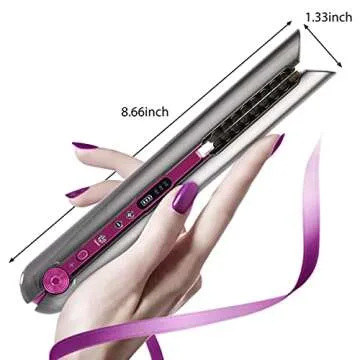 Cordless Flat Iron Cordless Hair Straightener Travel Flat Iron Portable Size USB-C Rechargeable Straightening Iron Grey Gifts for Wome