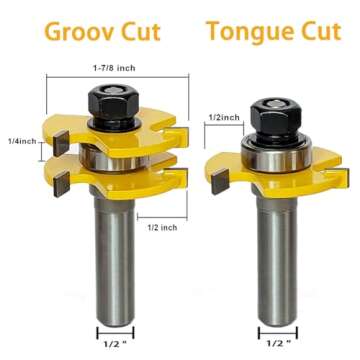 2 PCS Tongue and Groove Router Bit Set - Perfect for Woodworking Projects