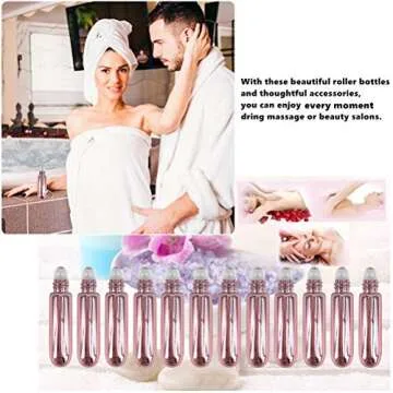 BOXIN 12pcs 5ml Essential Oils Bottles,Rose Gold Oil Roller Bottles For Essential Oils Mini,Perfume Roller Bottles Empty-Made Of High Borosilicate Glass