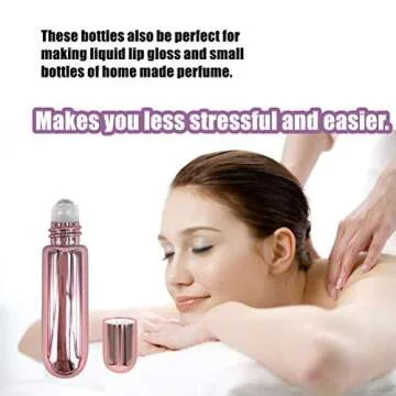 BOXIN 12pcs 5ml Essential Oils Bottles,Rose Gold Oil Roller Bottles For Essential Oils Mini,Perfume Roller Bottles Empty-Made Of High Borosilicate Glass