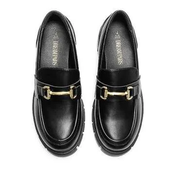 DREAM PAIRS Loafers for Women Platform Chunky Loafers Slip On Casual Shoes,Size 8,Black,SDLS2321W