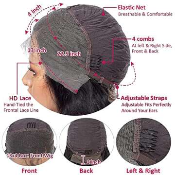 28Inch Lace Front Wigs Human Hair Deep Wave 180% Density Curly Wigs 13x4 HD Transparent Lace Frontal Wigs Human Hair Wet and Wavy Human Hair Wig Pre Plucked with Natural Baby Hair for Black Women