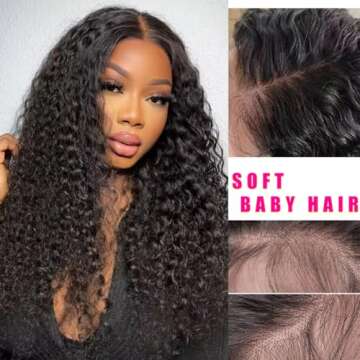 28Inch Lace Front Wigs Human Hair Deep Wave 180% Density Curly Wigs 13x4 HD Transparent Lace Frontal Wigs Human Hair Wet and Wavy Human Hair Wig Pre Plucked with Natural Baby Hair for Black Women