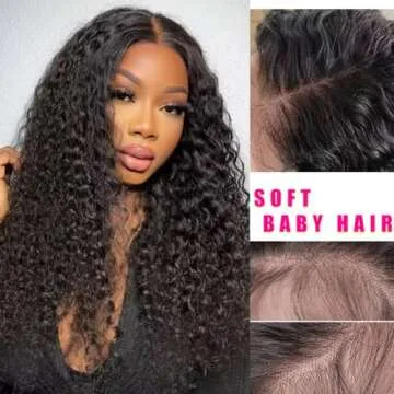 28Inch Lace Front Wigs Human Hair Deep Wave 180% Density Curly Wigs 13x4 HD Transparent Lace Frontal Wigs Human Hair Wet and Wavy Human Hair Wig Pre Plucked with Natural Baby Hair for Black Women