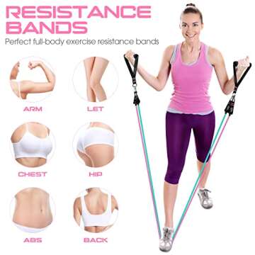 RENRANRING Resistance Bands for Working Out, 150LBS Exercise Bands, Workout Bands, Resistance Bands Set with Handles for Men Women, Legs Ankle Straps for Muscle Training