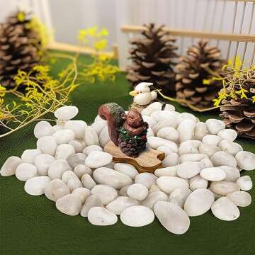 Nicunom 6lbs Natural Decorative White Pebbles, 1/2-1 1/4 Inch Polished River Rocks Stones for Fish Tank Aquariums Vase Fillers Landscaping Garden Outdoor and Indoor DIY
