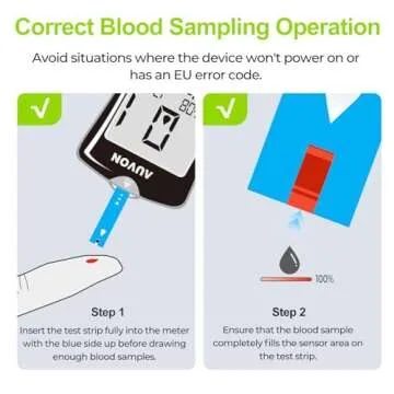 AUVON Blood Glucose Monitor Kit, High Accuracy Blood Sugar Test Kit with 50 Glucometer Strips, 50 30G Lancets, 1 Lancing Devices, DS-W Diabetes Testing Kit, No Coding Required, Travel Size