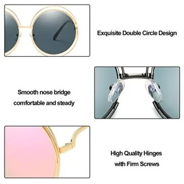 Dollger Oversized Round Sunglasses with UV Protection