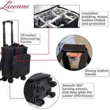 Lazenne Wine Bag - Insulated 6 Bottle Carrier for Travel