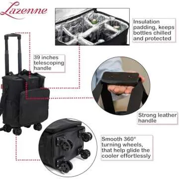 Lazenne Wine Bag - Insulated 6 Bottle Carrier for Travel