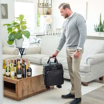 Lazenne Wine Bag - Insulated 6 Bottle Carrier for Travel