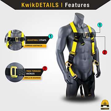 KwikSafety - Charlotte, NC - THUNDER 3D Ring Safety Harness [Pass Through Connectors] OSHA ANSI Indu...