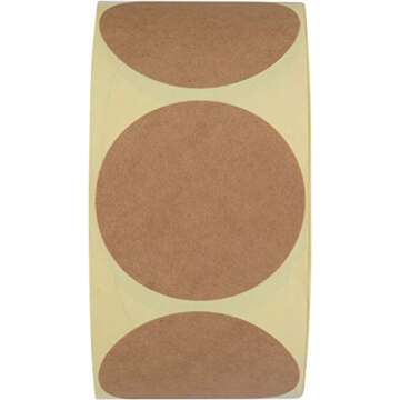 Camp Galaxy 2” Natural Brown Kraft Stickers (600 Per Roll) - Ideal for Labels, Price Tags, and Cra...