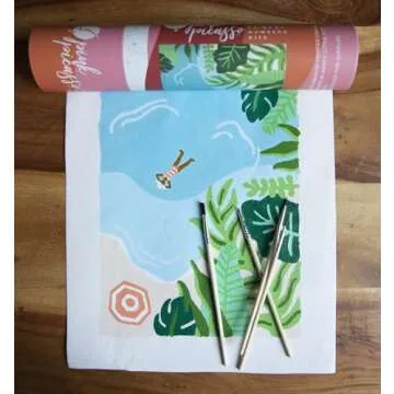 Pink Picasso Kits Mid Century Modern Paint by Number for Kids Ages 8-12 | DIY Beginners Kids Craft Kit Acrylic Paint Canvas Painting as Seen On Shark Tank | (Tropic Like It's Hot) 8x10-Paint Kit Set