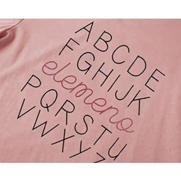 Women ABC Elemeno Teacher T-Shirt Letters Printed Funny Saying Novelty Inspirational Tee Tops (Pink, XL)