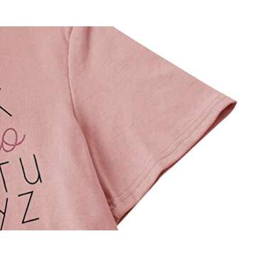 Women ABC Elemeno Teacher T-Shirt Letters Printed Funny Saying Novelty Inspirational Tee Tops (Pink, XL)