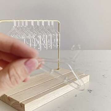 lemonadeus Unique Earring Hanger Rack Tabletop Jewelry Display Stand, Brass Metal Hanging Jewelry Towers clothing Rack Earring Holder with Rings Holder Wood Base