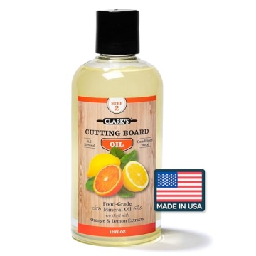CLARK'S Cutting Board Oil - Food Grade Mineral Oil for Cutting Board - Enriched with Lemon and Orang...