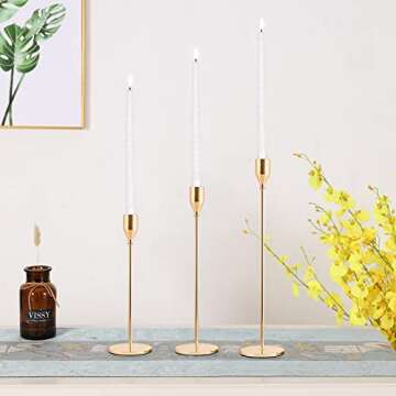 Elegant Rose Gold Candle Holders Set for Home Decor