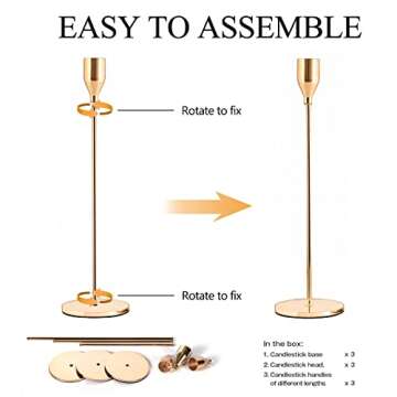 Elegant Rose Gold Candle Holders Set for Home Decor