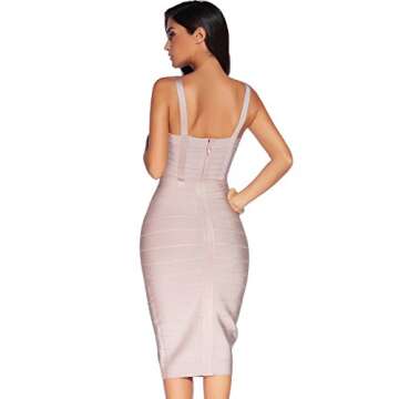 Midi Bodycon Dresses for Women Formal Bandage Dresses Wedding Guest Dress(Apricot,M)