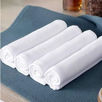 PY HOME & SPORTS 100% Cotton Kitchen Towel Set - 4 Super Absorbent Waffle Weave Towels