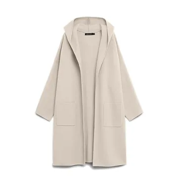 MEROKEETY Long Hooded Cardigan Sweaters for Women Oversized Open Front Coatigan Lady Jacket Coat Poc...
