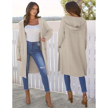 Stylish MEROKEETY Long Hooded Cardigan for Women