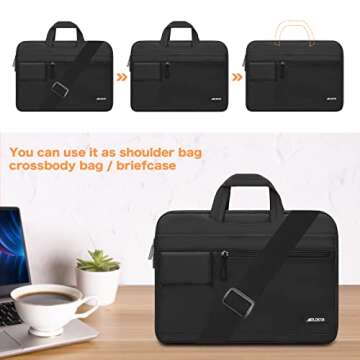 MOSISO Laptop Shoulder Bag Compatible with MacBook Air/Pro,13-13.3 inch Notebook,Compatible with MacBook Pro 14 inch M3 M2 M1 Pro Max 2023-2021,Polyester Flapover Briefcase Sleeve Case, Black