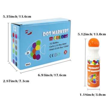 Yuanhe Dot Markers Bingo Daubers - 12 Colors Washable Paint Dotters for Toddlers and Kids Art Supply
