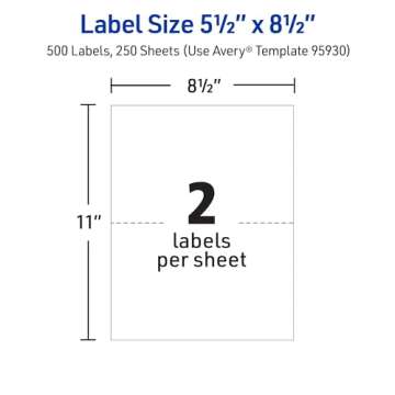 Avery Half Sheet Shipping Labels, 500 Blank Labels