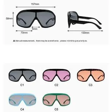 Fashion Oversized Square Women Sunglasses Vintage Punk Men Outdoor Eyewear Shades UV400 Orange Purple Sun Glasses (brown)