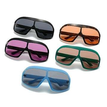 Fashion Oversized Square Women Sunglasses Vintage Punk Men Outdoor Eyewear Shades UV400 Orange Purple Sun Glasses (brown)