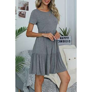 levaca Summer Casual Loose Maternity T-Shirt Short Dress Plus Size Dark Gray XL