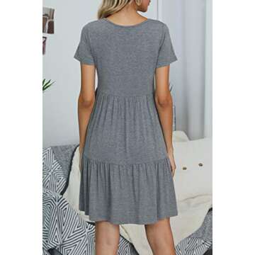 levaca Summer Casual Loose Maternity T-Shirt Short Dress Plus Size Dark Gray XL