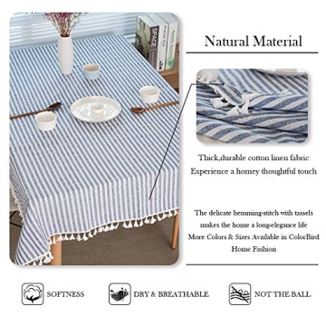 ColorBird Stripe Cotton Linen Tablecloth with Tassels 55x70