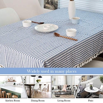 ColorBird Stripe Cotton Linen Tablecloth with Tassels 55x70