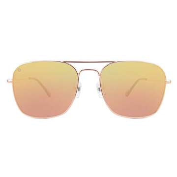 Knockaround Mount Evans Polarized Sunglasses - Squared Aviator Style Sunglasses with Full UV400 Protection, Rose Gold Metal Frames/Copper Reflective Lenses