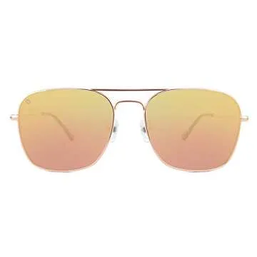 Knockaround Mount Evans Polarized Sunglasses - Squared Aviator Style Sunglasses with Full UV400 Protection, Rose Gold Metal Frames/Copper Reflective Lenses