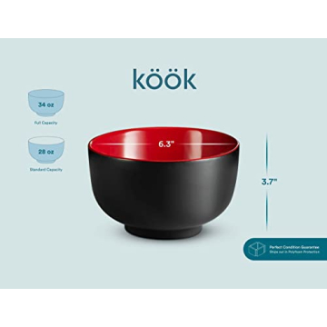 KooK Ramen Bowls Set - Large Ceramic Noodle Bowls