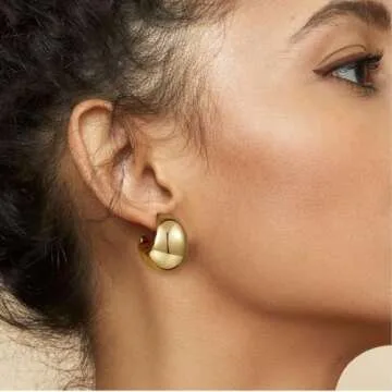 KissYan Chunky Gold Hoop Earrings - Elegant Style for All